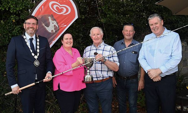 Sponsors of the recent Lough Ree King of the Lake International Pike Fishing launch were Kathleen Meenan and Des McDermott, North Midlands Credit Union, pictured here with Cllr John Keogh, Cathaoirleach Roscommon County Council, Cllr Paschal Fitzmaurice and Ciaran Mullooly, Chairperson, Lough Ree King of the Lake International Pike Fishing. Pic. Gerard O’Loughlin