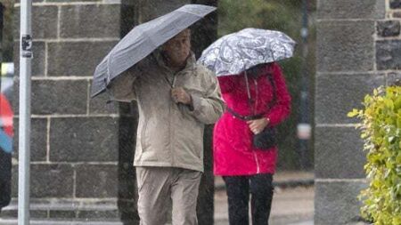 Yellow rain warning in place for Cork, Kerry and Waterford this morning