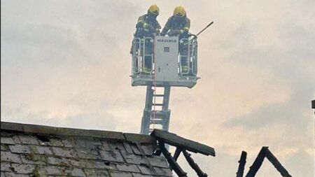 Dublin fire brigade at the scene of fire at Skerries bar
