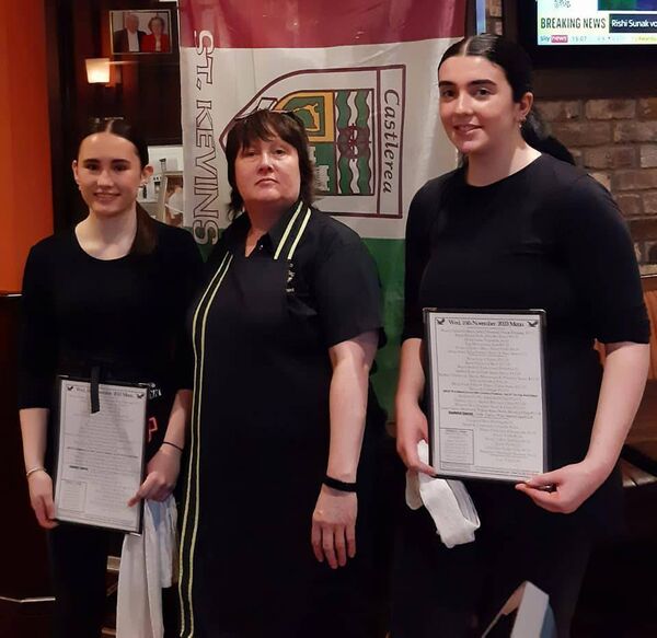 Abbie Raftery and Sinéad Freeman pictured with Breege Hester, Hester’s Golden Eagle Bar &amp; Restaurant during their TY work placement.