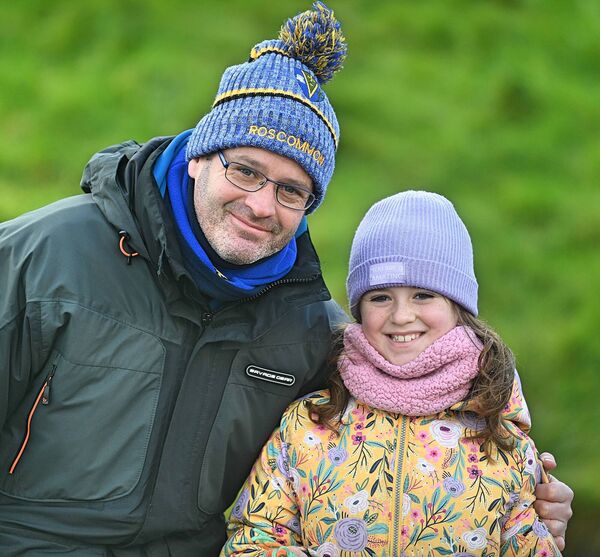 Father and daughter, Robbie and Robyn Donovan, Kiltoom, supporting St. Brigid’s during their recent Connacht club football championship semi-final victory against Mohill at Dr. Hyde Park.