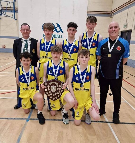 The U-16 boys' basketball team from Castlerea, and their coach Joe Henry, that will represent their area, county and province at next weekend's national finals. 