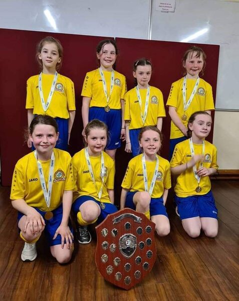 The U-10 girls' indoor soccer team from Taughmaconnell that will take part in next weekend's Community Games national finals. 