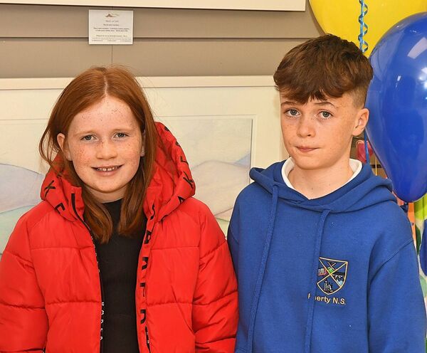 Ava and Tommy Cuddy, Castlecoote, pictured at the launch of George Naughton’s first solo art exhibition at Anam Art Gallery, Roscommon Town. Pic. Gerard O’Loughlin