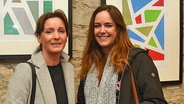 Sinéad Gannon, Mote Park and Tonya Hand, Derrane, pictured at the launch of George Naughton’s first solo art exhibition at Anam Art Gallery, Roscommon Town. Pic. Gerard O’Loughlin