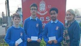 First year students of the month Aaron Forde, David Ignea, and Martin Bikoi with their Year Head Mrs Murphy. First year students of the month Aaron Forde, David Ignea, and Martin Bikoi with their Year Head Mrs Murphy.
