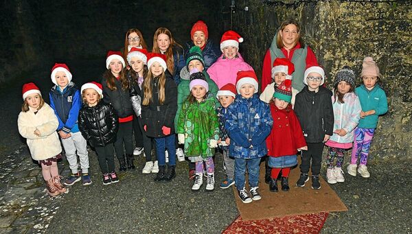 Children and adults pictured at the switching on of the Christmas lights in Rahara on Sunday evening. Pic. Gerard O’Loughlin Children and adults pictured at the switching on of the Christmas lights in Rahara on Sunday evening. Pic. Gerard O’Loughlin