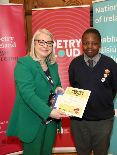 Poetry Aloud finalist Stanford Mhanga of Castlerea Community School 