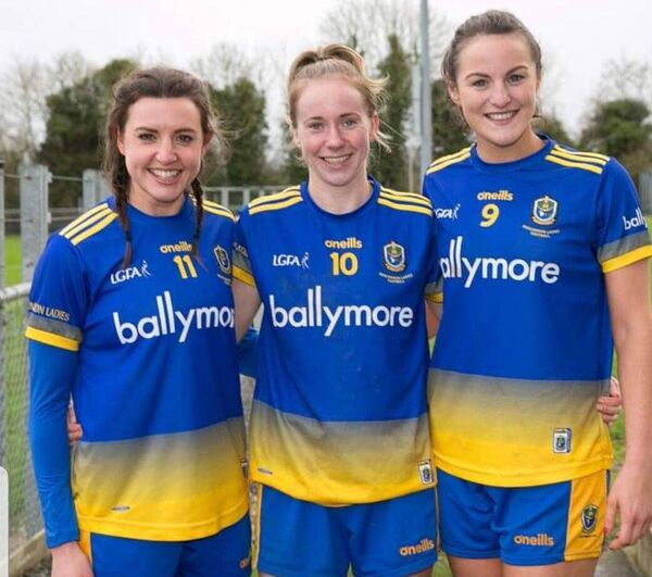 Natalie McHugh, Laura Fleming and Jenny Higgins in the Roscommon colours.