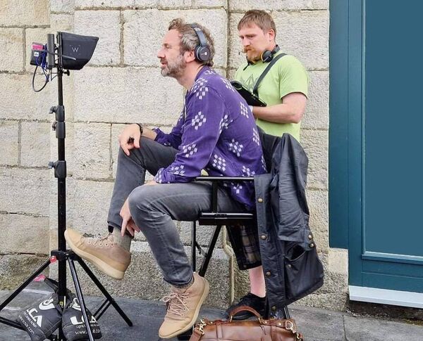 September 2023: Chris O’Dowd in the director’s chair in Boyle during filming for ‘Small Town, Big Story’. September 2023: Chris O’Dowd in the director’s chair in Boyle during filming for ‘Small Town, Big Story’.