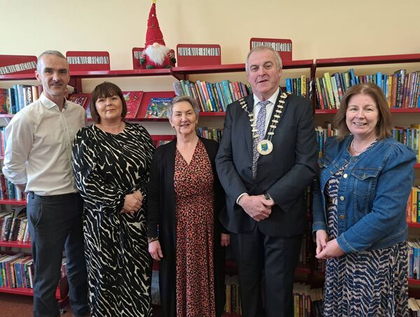 Pictured at the launch of ‘The Happiness Programme’ in Boyle Library were: Kieran Shaughnessy, Acting County Librarian; Marina Bruen and Eithne McDermott, staff librarians, Boyle; Cllr John Cummins, Leas Cathaoirleach, Roscommon County Council who launched the initiative and Fiona Ni Chuinn, Director of Services, Roscommon County Council.