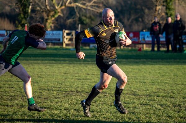 Noel McDermott on his way to scoring one of Carrick RFC's tries during their Connacht J1C League game against Ballina. Noel McDermott on his way to scoring one of Carrick RFC's tries during their Connacht J1C League game against Ballina.