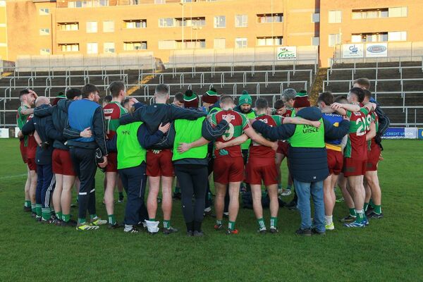The Castlerea St. Kevin's players and management gather in a huddle following last weekend's heartbreaking defeat against Cill na Martra in Portlaoise. Picture: Bernie O'Farrell The Castlerea St. Kevin's players and management gather in a huddle following last weekend's heartbreaking defeat against Cill na Martra in Portlaoise. Picture: Bernie O'Farrell