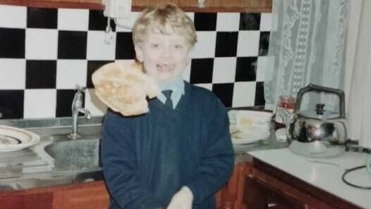 For Alan and his brother Derek (pictured) flipping pancakes was a real competitive affair.