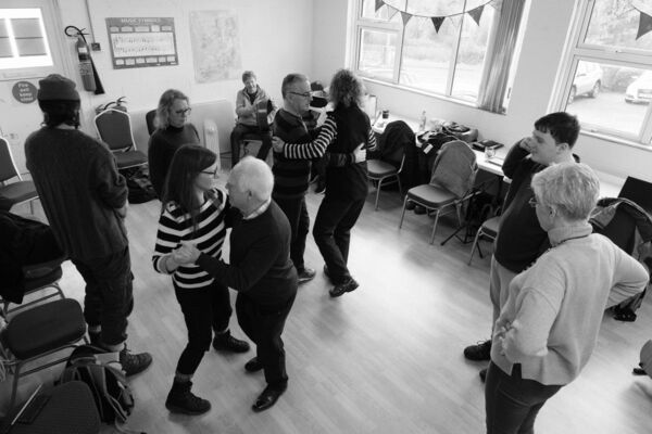 Practicing set dancing with dancing tutor Frank Fox at the Drumshanbo Traditional Irish Music Course. Pic: David Knight