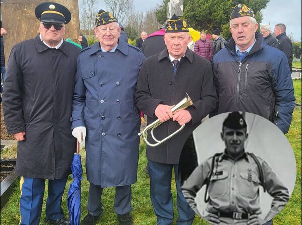 Vietnam veterans Ron Howko, Michael Noone, Michael Slyman and Gerry Duignan at the graveside of Tom Kelly on Saturday in Dysart. Picture inset: The late Tom Kelly, who served in Vietnam.