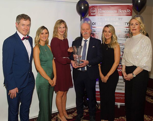 Amy, Tiernan and Kara McAleer with special guest, Nina Carberry; Roscommon Herald Sports Editor, Ian Cooney, and Orla Fleming, Fleming's SuperValu, Roscommon Town, at last Friday's awards. Amy, Tiernan and Kara McAleer with special guest, Nina Carberry; Roscommon Herald Sports Editor, Ian Cooney, and Orla Fleming, Fleming's SuperValu, Roscommon Town, at last Friday's awards.