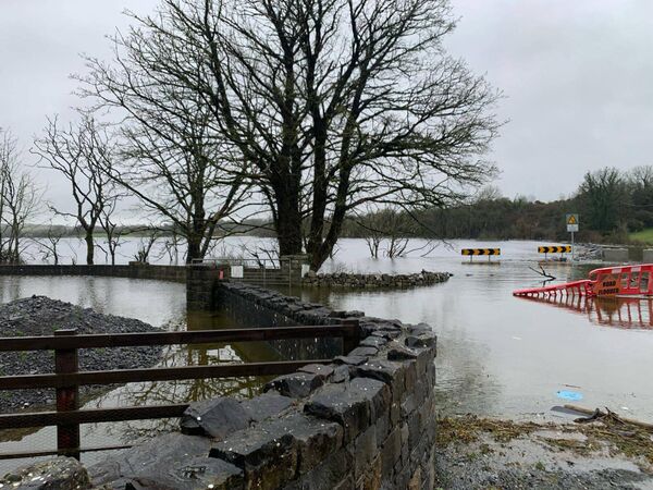 Flooded land and roadways at Lisphelim, South Roscommon
