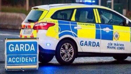 Gardai at the scene of road traffic collision in County Roscommon