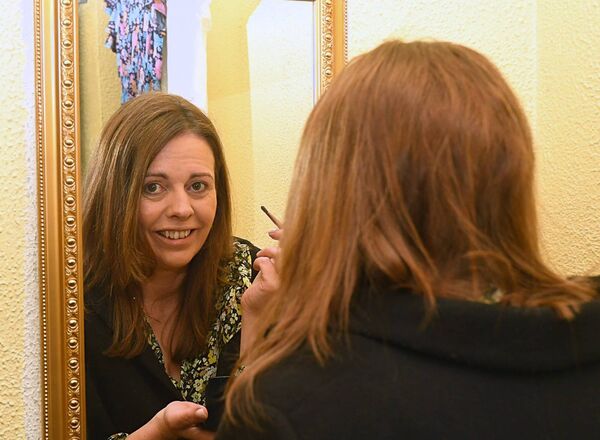 Nicola Meeley, getting ready for ‘The Far Off Hills’ by Lennox Robinson and performed by Kiltoom Drama Group in Ballybay Parish Hall, Kiltoom last week. Pic: Gerard O’Loughlin Nicola Meeley, getting ready for ‘The Far Off Hills’ by Lennox Robinson and performed by Kiltoom Drama Group in Ballybay Parish Hall, Kiltoom last week. Pic: Gerard O’Loughlin
