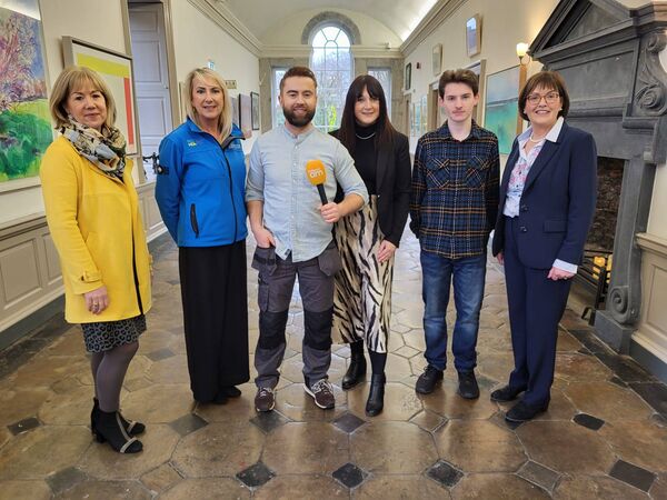 Deric Haritgan from Ireland AM with staff of King House, Boyle. Deric Haritgan from Ireland AM with staff of King House, Boyle.