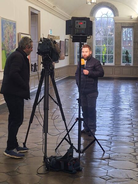 Deric Haritgan from Ireland AM filming at King House, Boyle this morning, Tuesday. Deric Haritgan from Ireland AM filming at King House, Boyle this morning, Tuesday.
