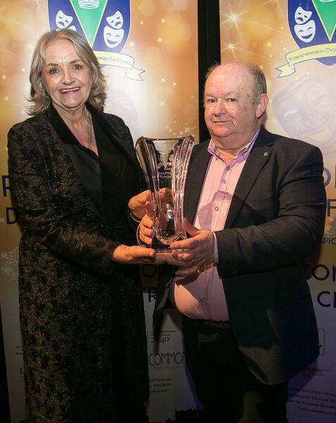 Best Director CONFINED award sponsored by Finn Electrical Expert, accepted by Alice Burns, St. Patrick’s Drama Group, Westport on behalf of Seamus Cafferky for Agnes of God, presented by John Finn (Finn Electrical Expert). Pic. Michelle Hughes Walsh