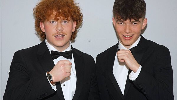 Liam Butler and Senan Mahon pictured at a Variety Show by Transition Year students at the CBS Roscommon. Pic. Gerard O’Loughlin