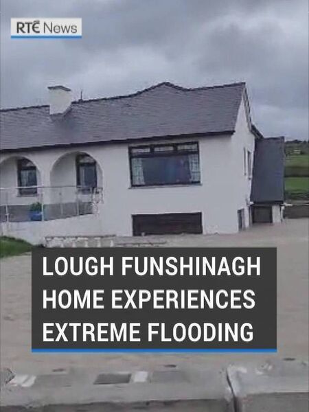 At least one home in the Lough Funshinagh area is experiencing heavy flooding. Pic. RTE At least one home in the Lough Funshinagh area is experiencing heavy flooding. Pic. RTE