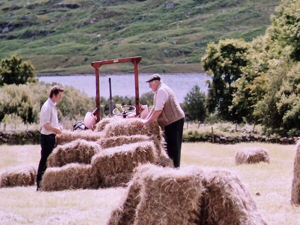 Philip Dolan (left) with actor Barry Ward in a scene from the film 'That they may face the Rising Sun'.