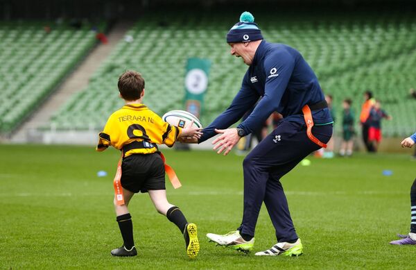 Playing tag rugby with Paul O'Connell. Playing tag rugby with Paul O'Connell.