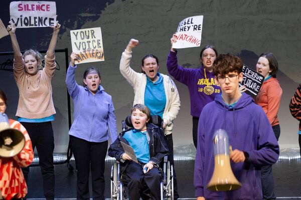 A scene from Roscommon Youth Theatre's production of 'Open Your Mouth' staged last week at Roscommon Arts Centre. Pic. Brian Farrell A scene from Roscommon Youth Theatre's production of 'Open Your Mouth' staged last week at Roscommon Arts Centre. Pic. Brian Farrell