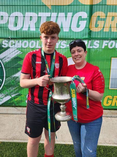 St. Joseph's goalscoring hero, Dylan Dennehy, with his mother Diane after the South Roscommon club won the SFAI U-16 Cup on Sunday last. Dylan is Willie Hegarty's Star Pupil this week. St. Joseph's goalscoring hero, Dylan Dennehy, with his mother Diane after the South Roscommon club won the SFAI U-16 Cup on Sunday last. Dylan is Willie Hegarty's Star Pupil this week.