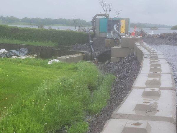 A pump operating at Lough Funshinagh as part of the flood relief efforts.