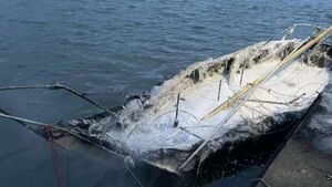 Three arrested after boat burned out amid row over Tricolour flag