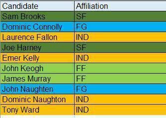 The ten candidates running in the Athlone Local Electoral Area.