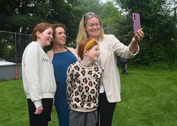 Say Cheese. Meisha, Sophie and Josephine Finneran with Senator Aisling Dolan at the St. Ronan’s NS, Taughmaconnell Golden Jubilee celebrations. Pic. Gerard O’Loughlin Say Cheese. Meisha, Sophie and Josephine Finneran with Senator Aisling Dolan at the St. Ronan’s NS, Taughmaconnell Golden Jubilee celebrations. Pic. Gerard O’Loughlin