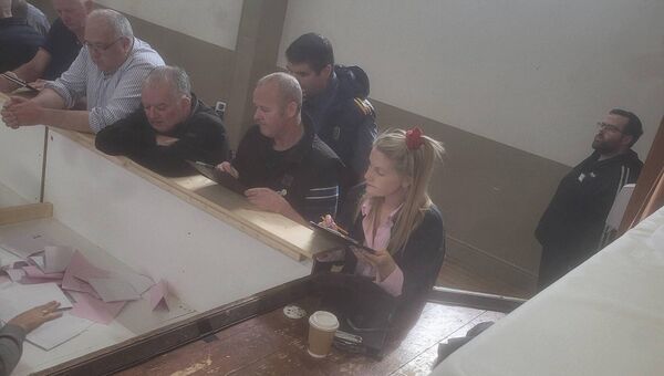 Sinn Féin Deputy Claire Kerrane watching the sorting at the Hyde Count Centre. 