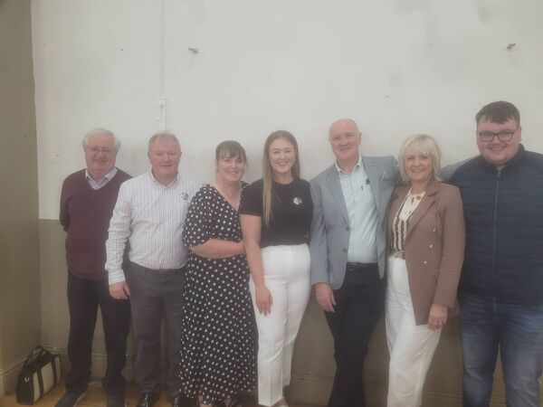 Cllr Emer Kelly and her family and supporters at the count centre this afternoon. 