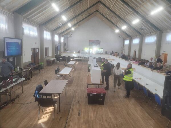 The staff at the Dr Hyde Count Centre are setting up for the first count, which is due later this evening. 