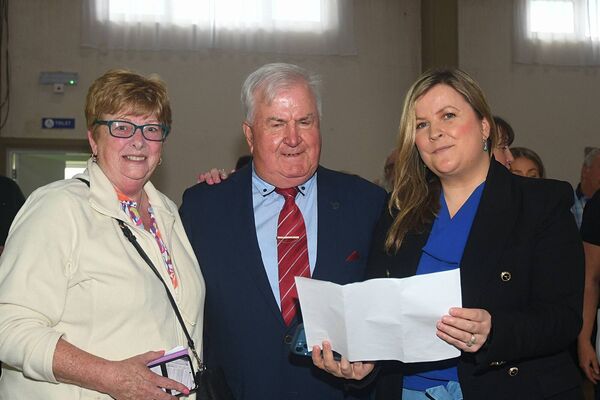 Ann Kelly with Terry and Maireád Leyden at the count centre in Roscommon.