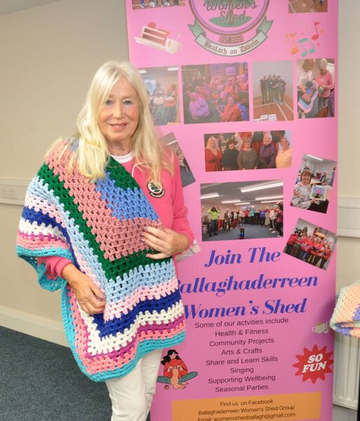 Breege Molloy, Ballaghaderreen Women’s Shed, with the piece she created for the Blankets of Hope project. Pic. Liam Reynolds Breege Molloy, Ballaghaderreen Women’s Shed, with the piece she created for the Blankets of Hope project. Pic. Liam Reynolds