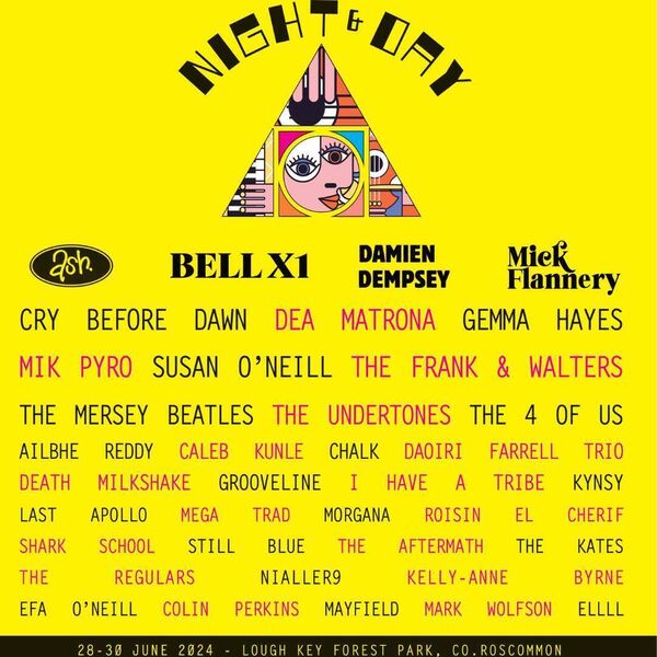 Night and Day's impressive three day line up of music this weekend at Lough Key Forest Park.
