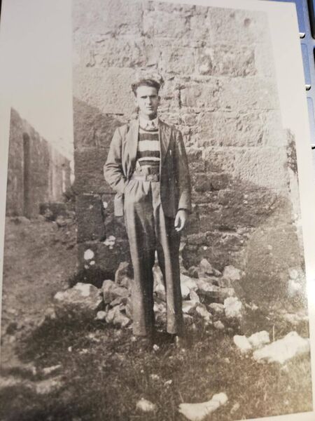 Paddy in the ruins of Mount Plunkett House sometime in the late 1940s or early 1950s.