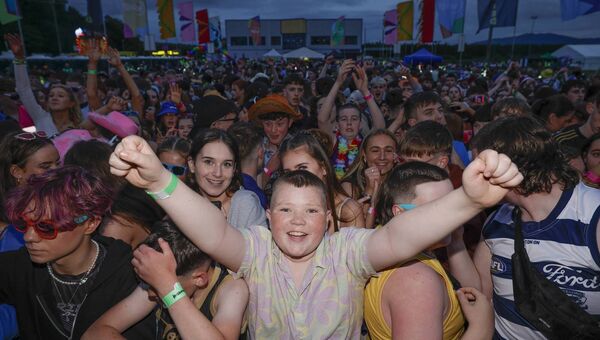 Teenage festival goers enjoying a volunteer-led Foróige Amplified music festival held at Knockmore GAA grounds. Pic.Conor McCabe Photography