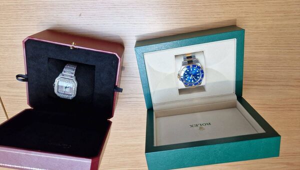During the course of searches in County Galway high value goods including 12 designer watches were seized. During the course of searches in County Galway high value goods including 12 designer watches were seized.