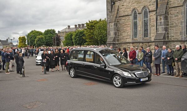 The funeral cortege of the late John O'Mahony making its way from St Nathy's Cathedral, Ballaghaderreen to Kilcolman Cemetery. Pic. Conor McKeown