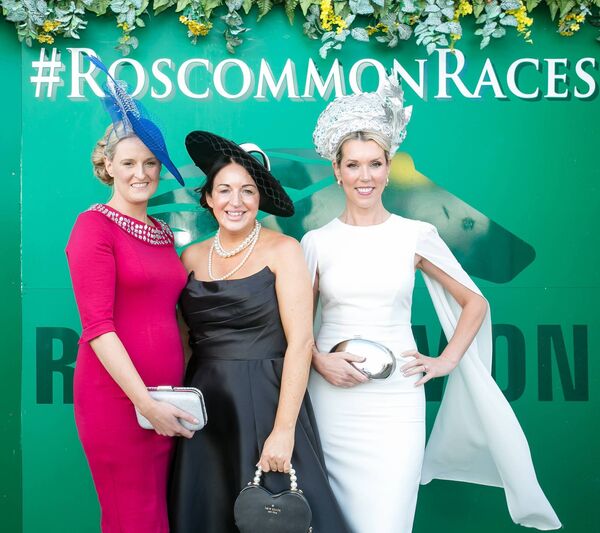 Pictured during Ladies Day at Roscommon Races were Linda Mullaney, June Carton and Lisa Lavin. Pic. Michelle Hughes Walsh