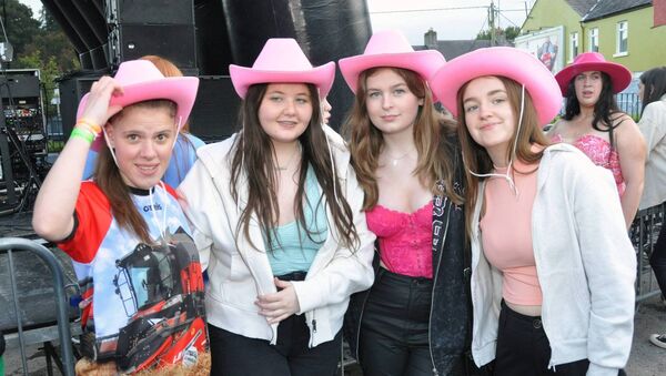 Regina Kelly, Maria McCormack, Emma Nevin, and Makyala Raftery pictured at the Tumbling Paddies in Castlerea as part of the Castlerea Rose Festival in 2023. Pic. Liam Reynolds 