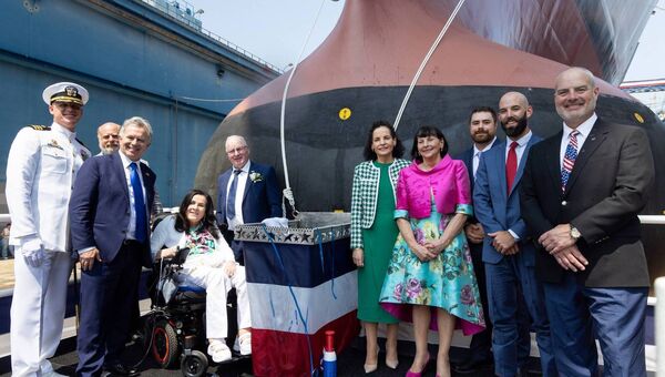 Patrick Gallagher's family were present for the naming ceremony in the US on Saturday. Pic. USS Patrick Gallagher - DDG 127 